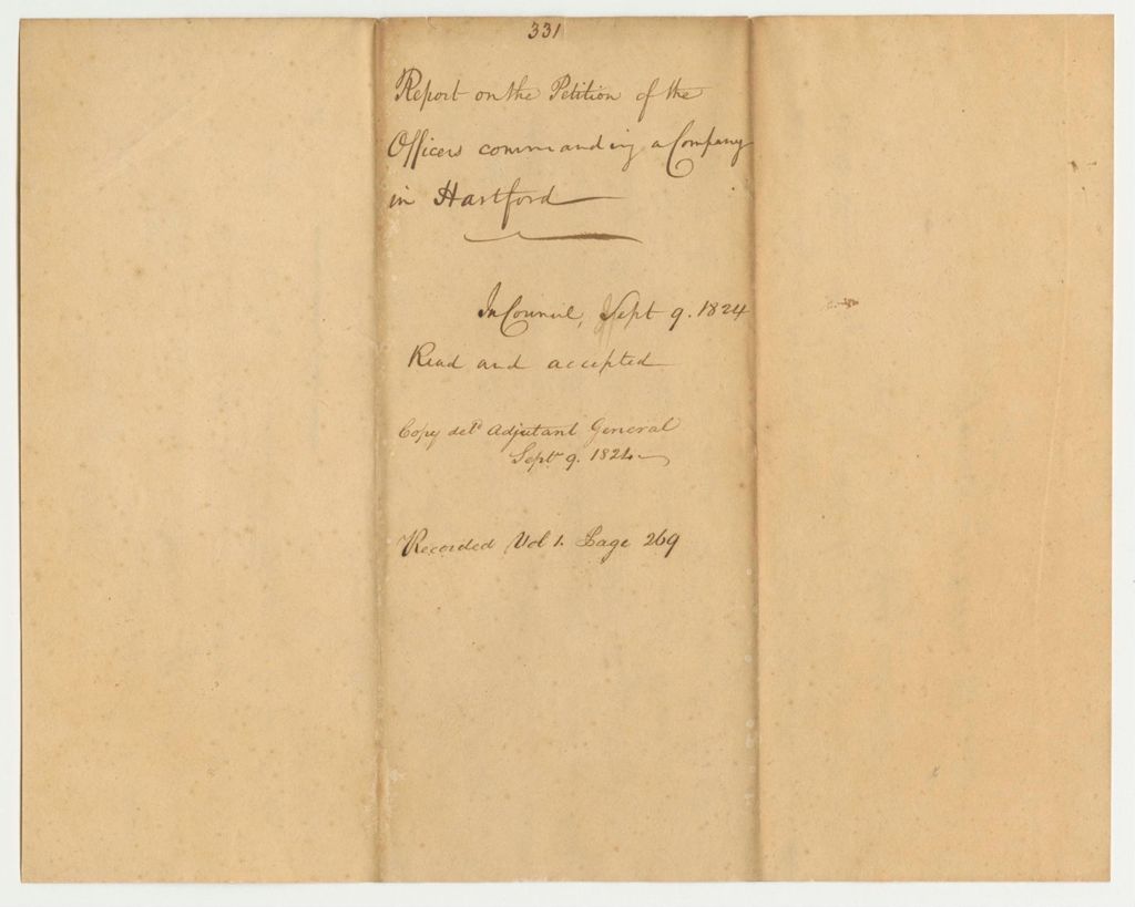 Miniature of Report 331: Report on the Petition of the Officers Commanding a Company in Hartford