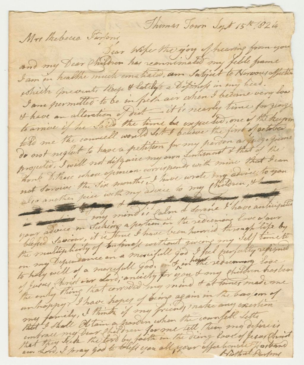 Miniature of Letters from Daniel Rose and Nathaniel Parsons to Rebecca Parsons
