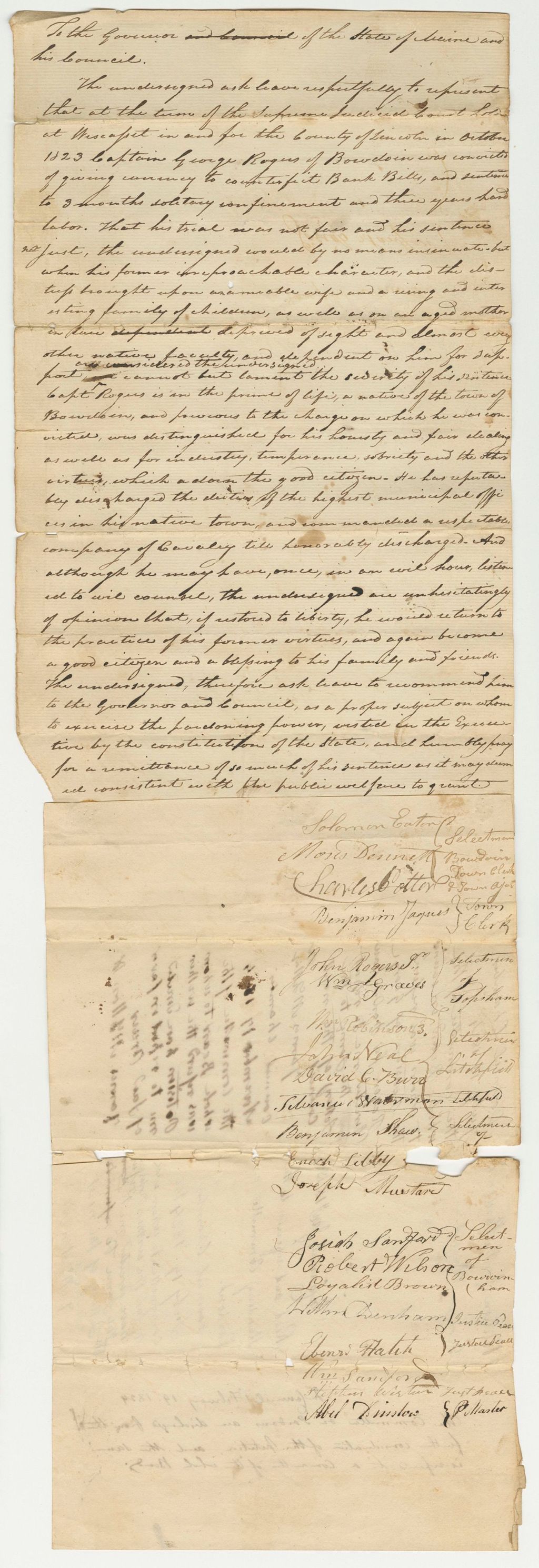 Miniature of Petition for a Pardon of George Rogers