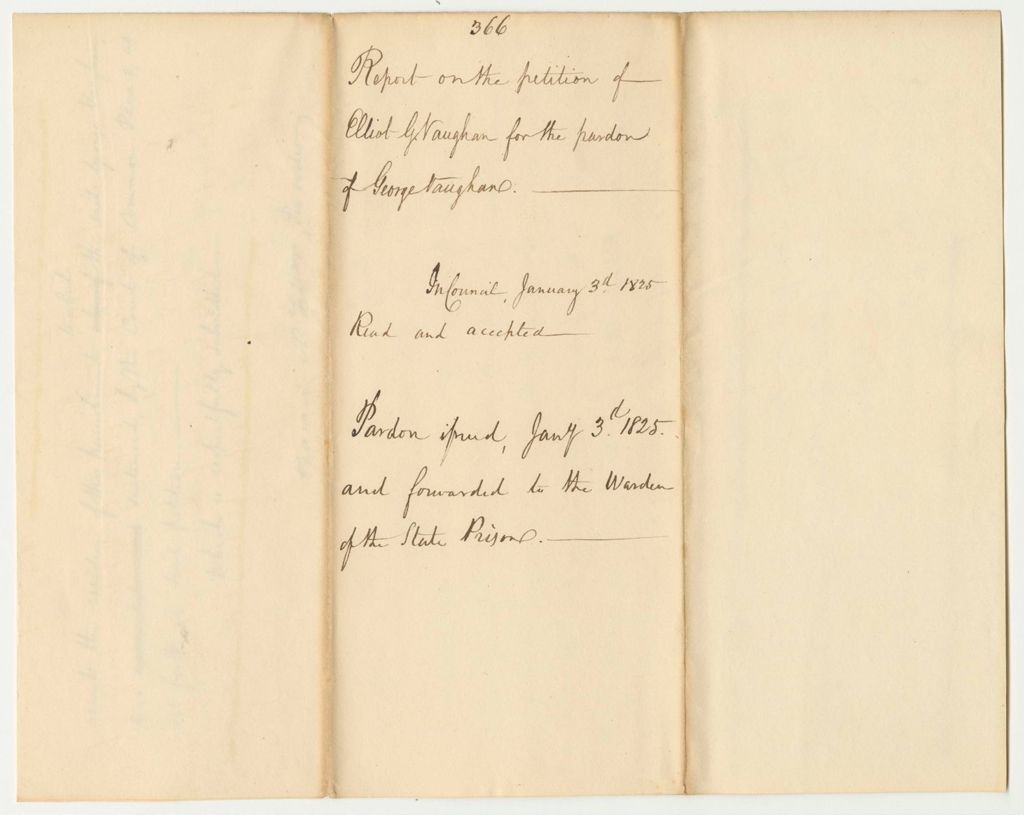 Miniature of Report 366: Report on the Petition of Elliot G. Vaughan for the Pardon of George Vaughan
