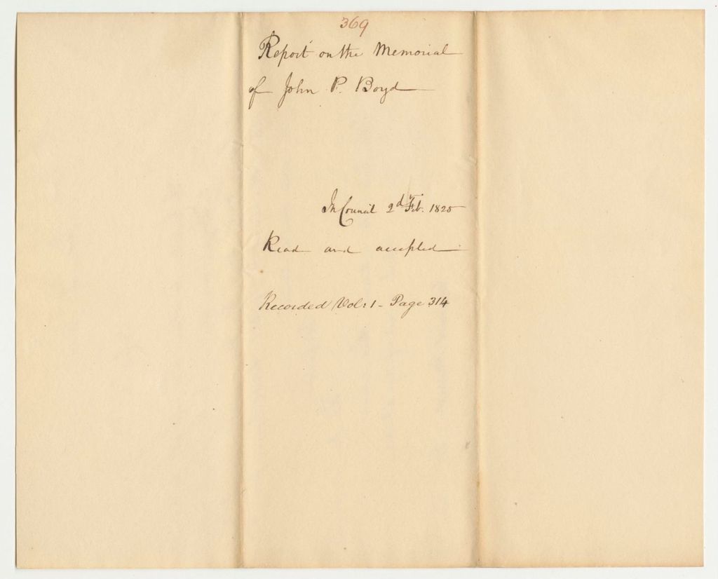 Miniature of Report 369: Report on the Memorial of John P. Boyd