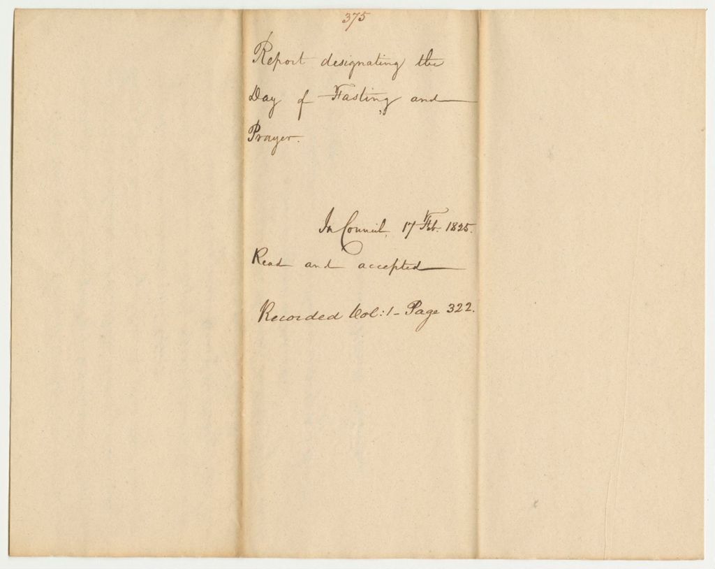 Miniature of Report 375: Report Designating the Day of Fasting and Prayer