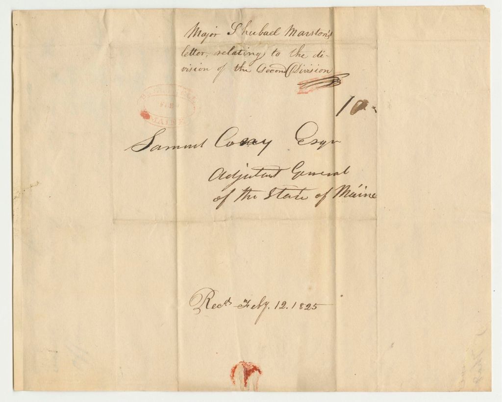Miniature of Major Shubael Marston's Letter Relating to the Division of the Second Division