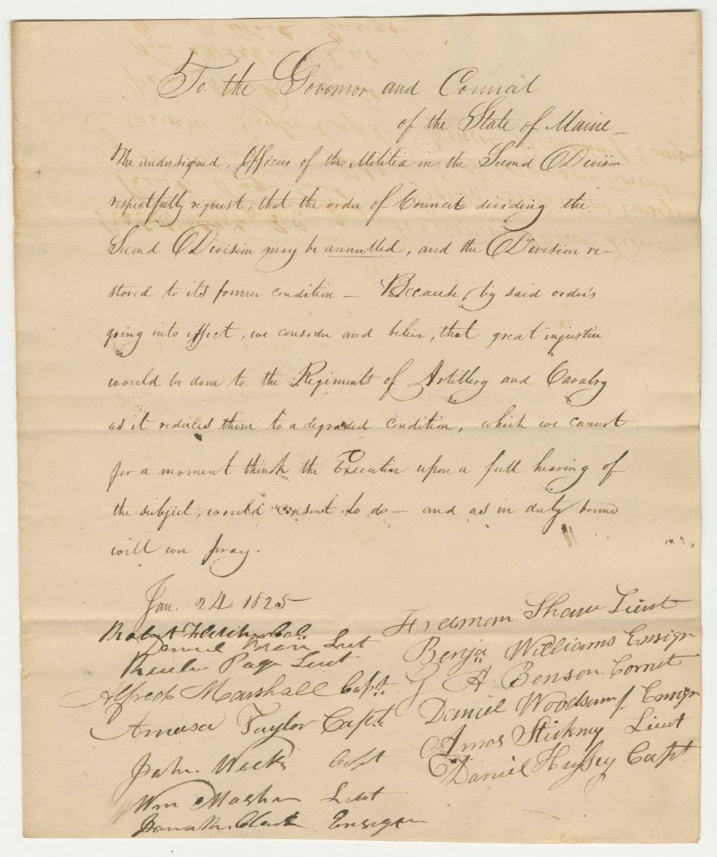 Miniature of Petition of Colonel Fletcher and Others