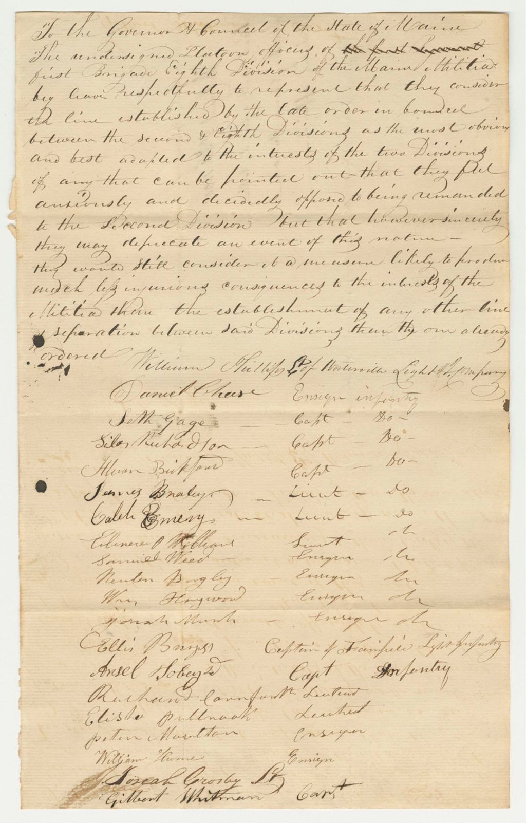 Miniature of Letter from the Platoon Officers of the 8th Division Regarding the Petition of the 8th Division