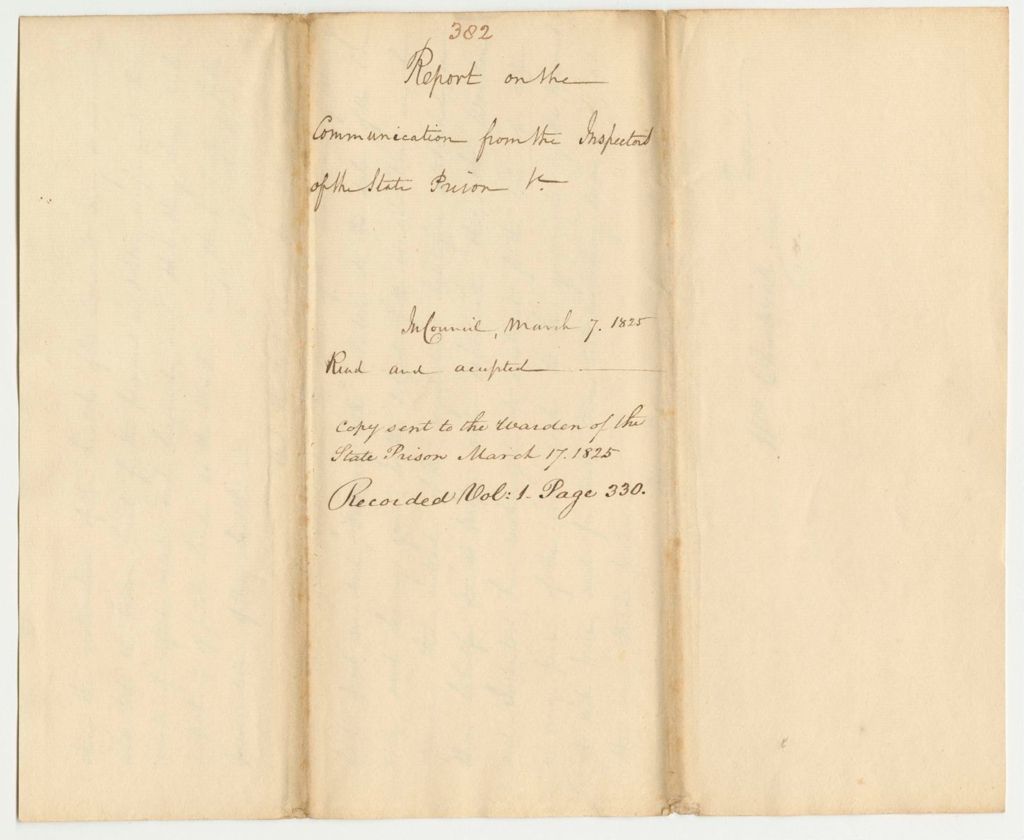 Miniature of Report 382: Report on the Commission from the Inspectors of the State Prison