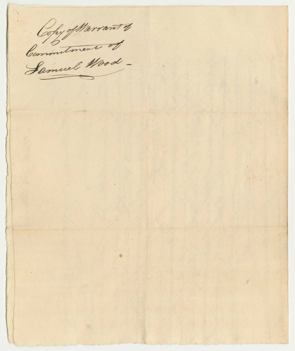 Miniature of Copy of Warrant of Commitement of Samuel Wood