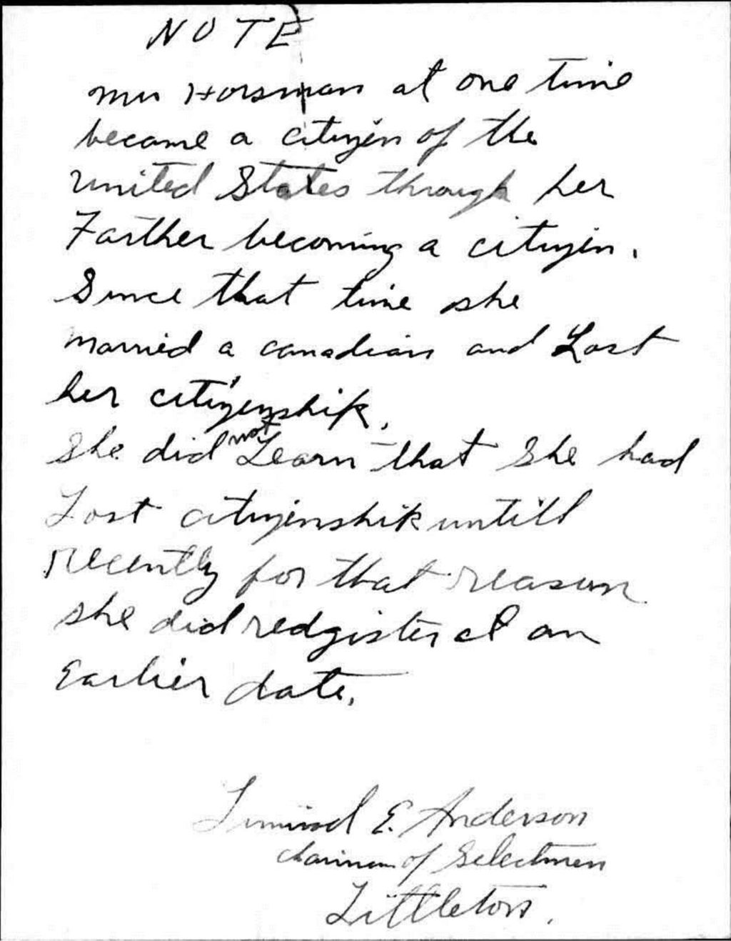 Miniature of Alien Registration- Horsman, Mrs. (Limestone, Aroostook County)