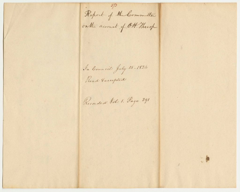 Miniature of Report 373: Report on the Account of O.H. Throop for Engraving a Letter Seal
