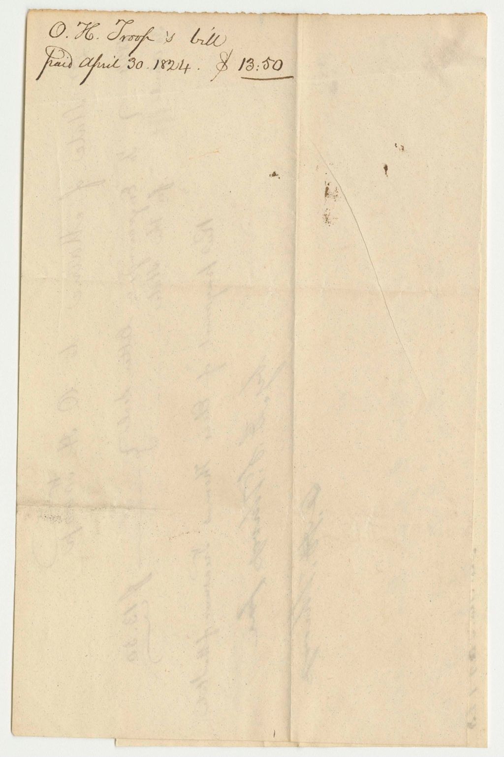 Miniature of O.H. Troop's Bill for Engraving Letter Seal for the State