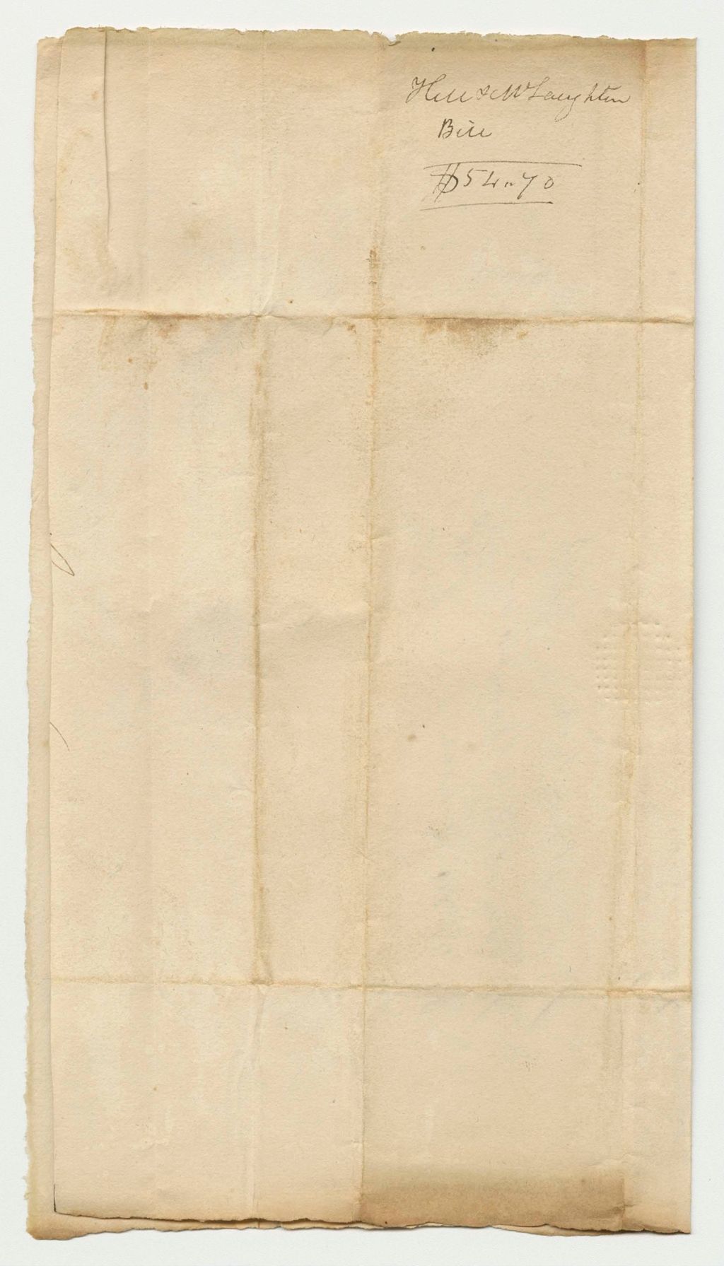 Miniature of Hill & W. Laughlin's Bill for Food and Supplies