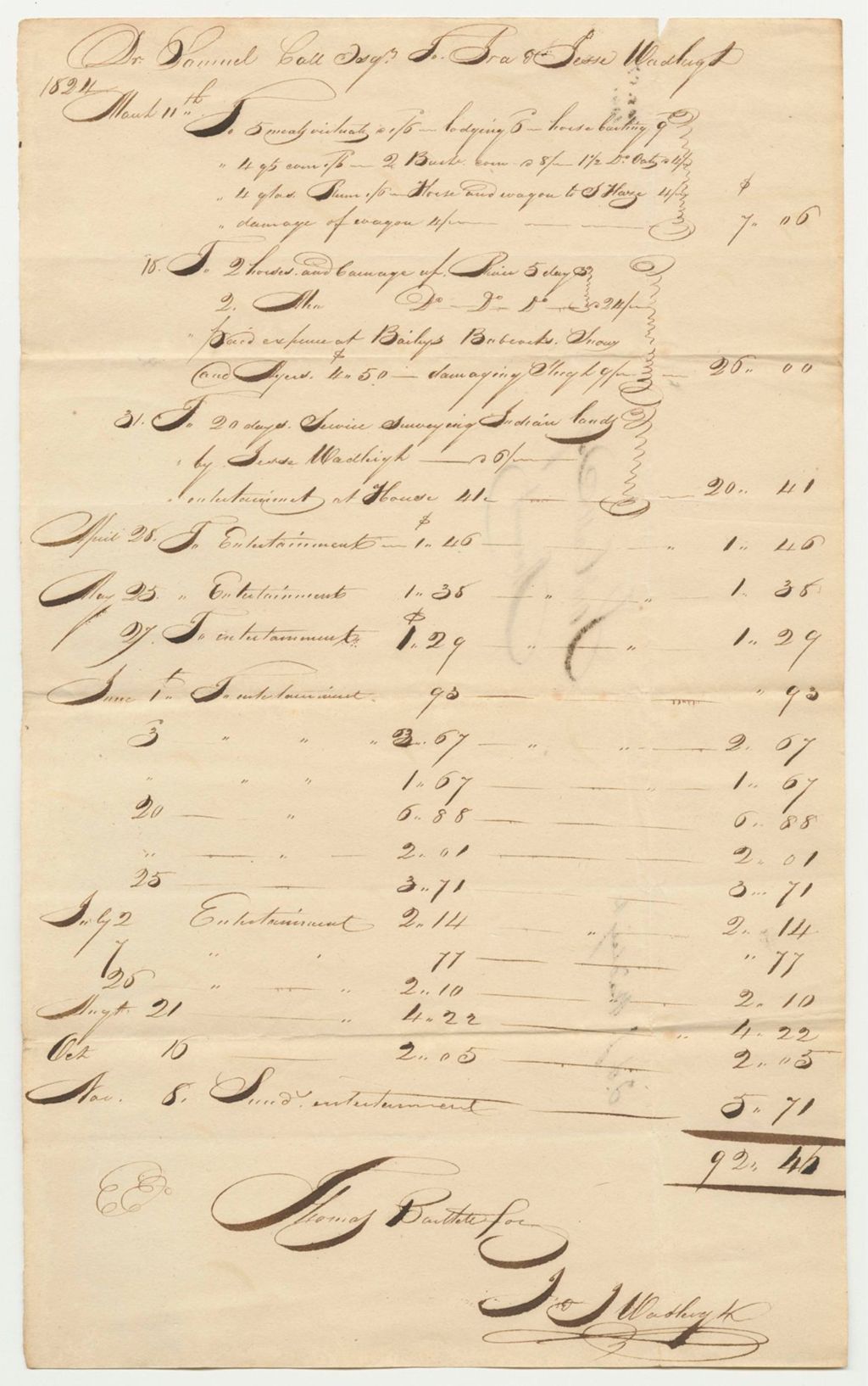 Miniature of Account of Samuel Call, Esq.