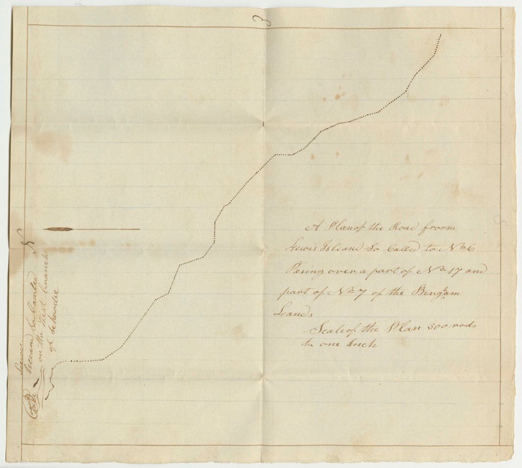 Miniature of Plan of the Road from Lewis Island So Called to No. 6, Passing Over a Part of No. 17 and Part of No. 7 of the Bingham Lanes