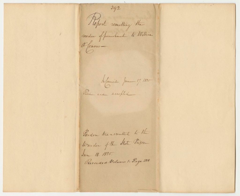 Miniature of Report 392: Report Remitting the Residue of Punishment to William O'Connor