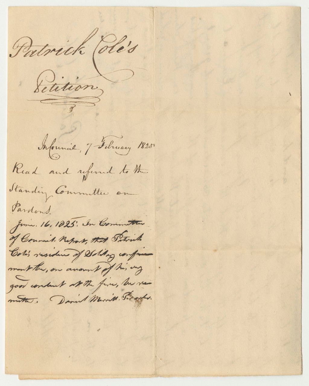 Miniature of Patrick Cole's Petition