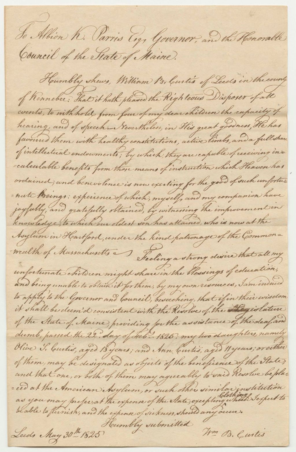 Miniature of Olive S. Curtis and Anne Curtis Applications Relative to the Deaf and Dumb