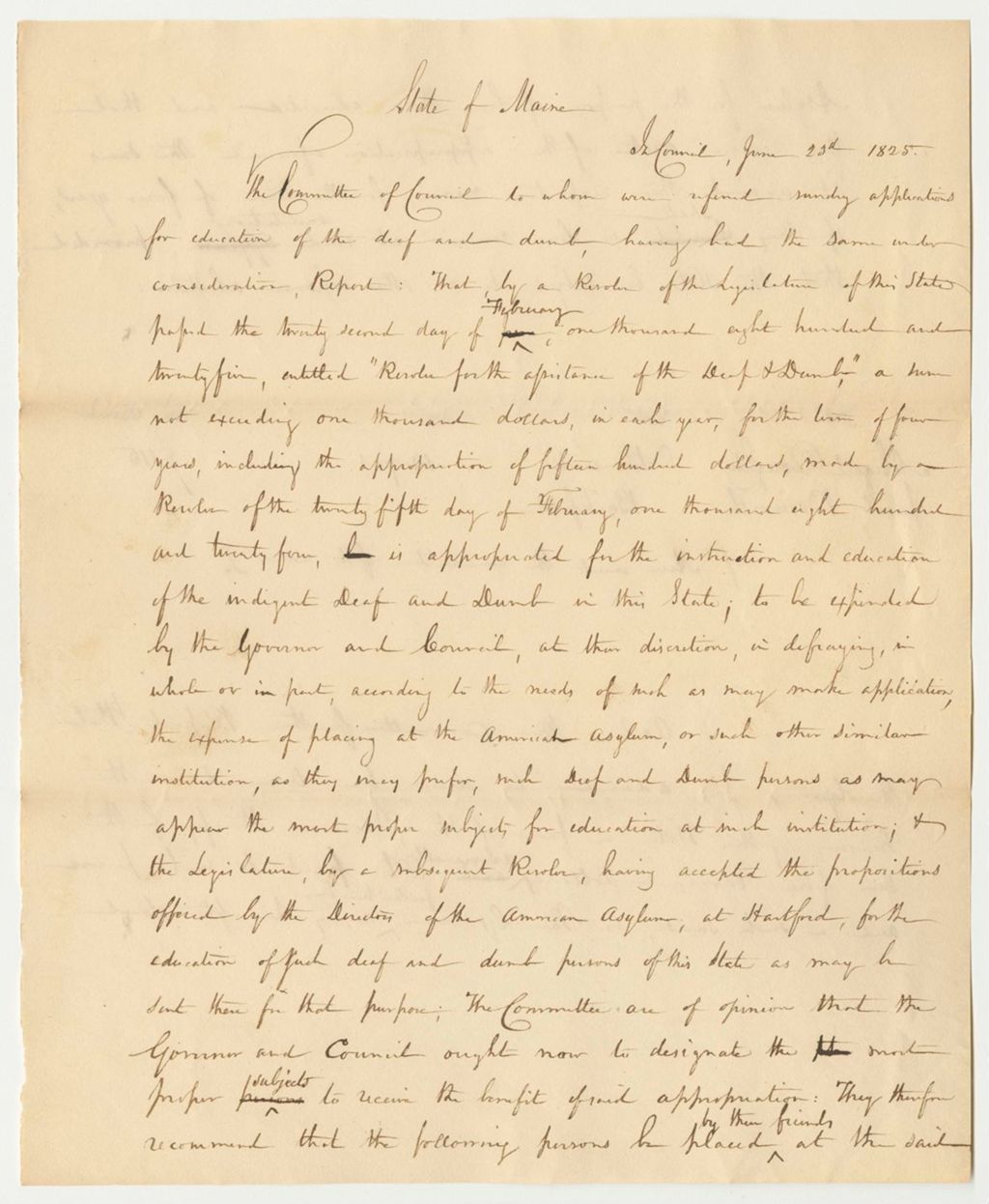 Miniature of Report on the Subject of the Education of the Deaf and Dumb