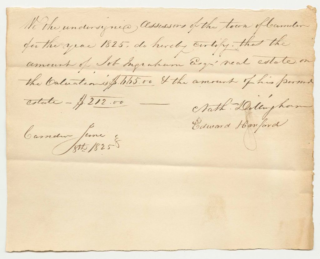 Miniature of Certification of the Assessors of Camden for Margaret Ingraham's Application Relative to the Deaf and Dumb