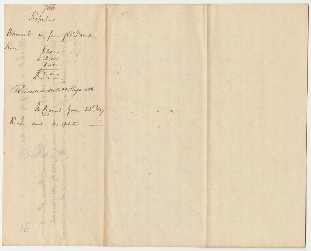 Miniature of Report 766: Report on the Warrant in Favor of Daniel Rose, Warden of the State Prison