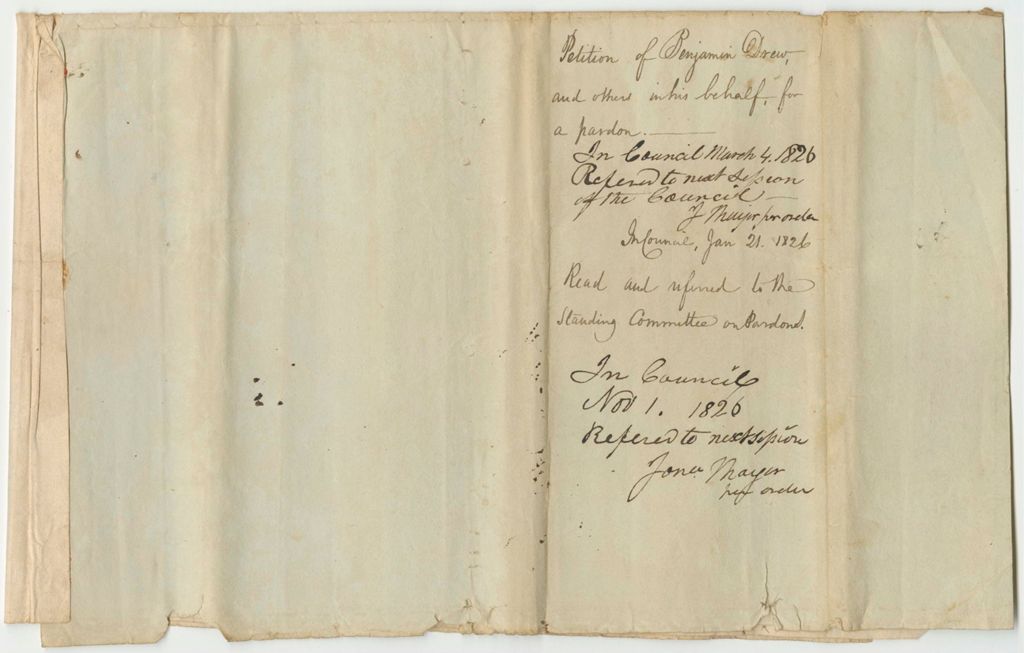 Miniature of Petition of Benjamin Drew and Others, in His Behalf, for a Pardon