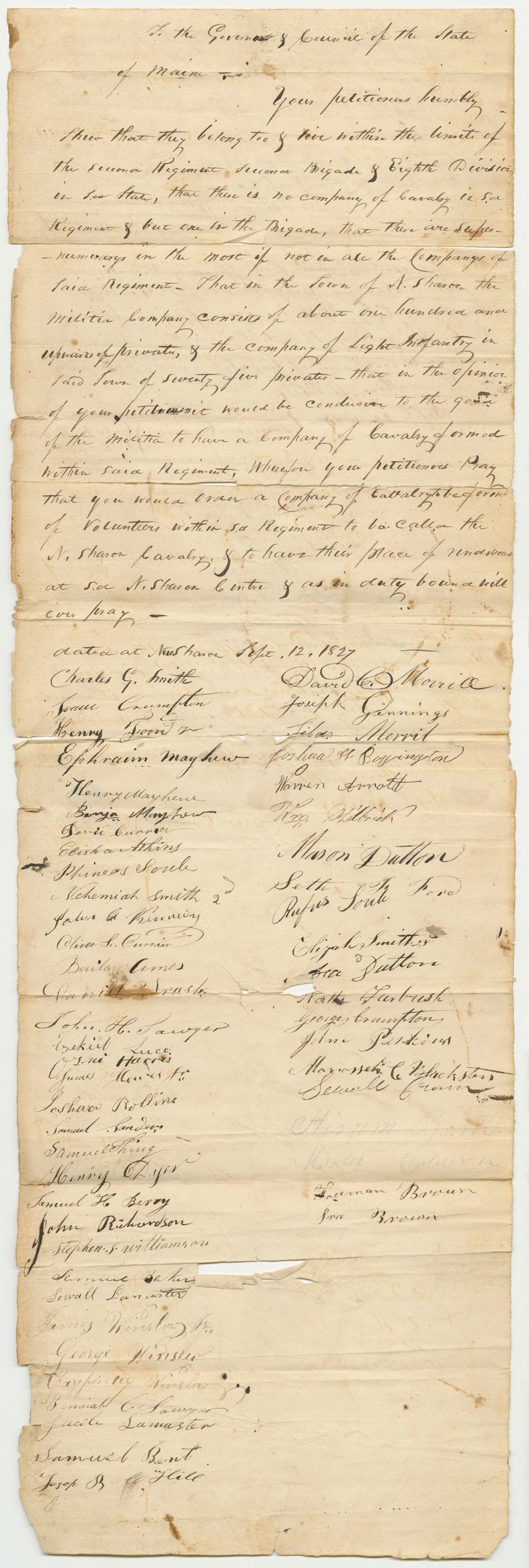 Miniature of Petition of Charles G. Smith and Others for a Company of Cavalry in the 2nd Brigade and 8th Division