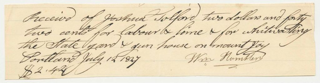 Miniature of Receipts for Joshua Tolford for Taking Charge of the State Arsenal