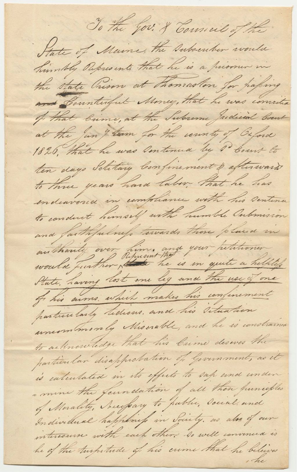 Miniature of Petition of Jacob Cobb for a Pardon