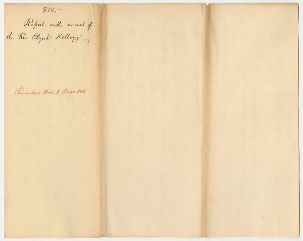 Miniature of Report 818: Report on the Account of the Rev. Elijah Kellogg, for Monies Expended on the Passamaquoddy Indians