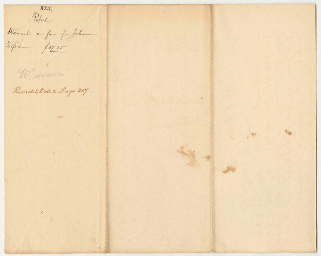 Miniature of Report 824: Report on the Warrant in Favor of Joshua Tolford for Keeping Public Property at the State Arsenal