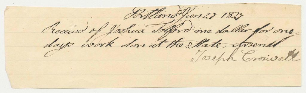 Miniature of Joseph Croswell's Bill for Work at State Arsenal