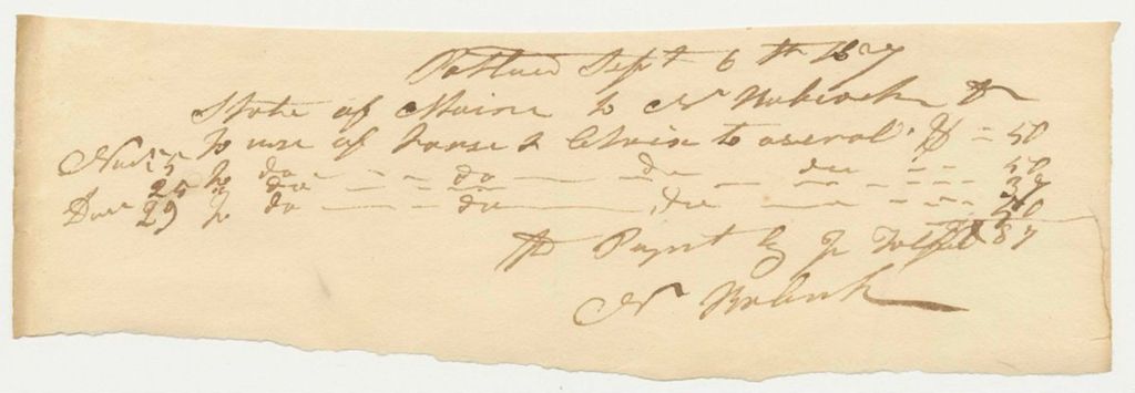 Miniature of N. Babcock's Bill for Horse and Chaise to the State Arsenal