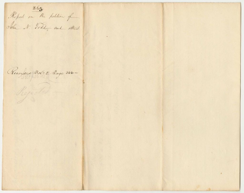 Miniature of Report 863: Report on the Petition of John N. Todd and Others for a Company of Artillery in Calais