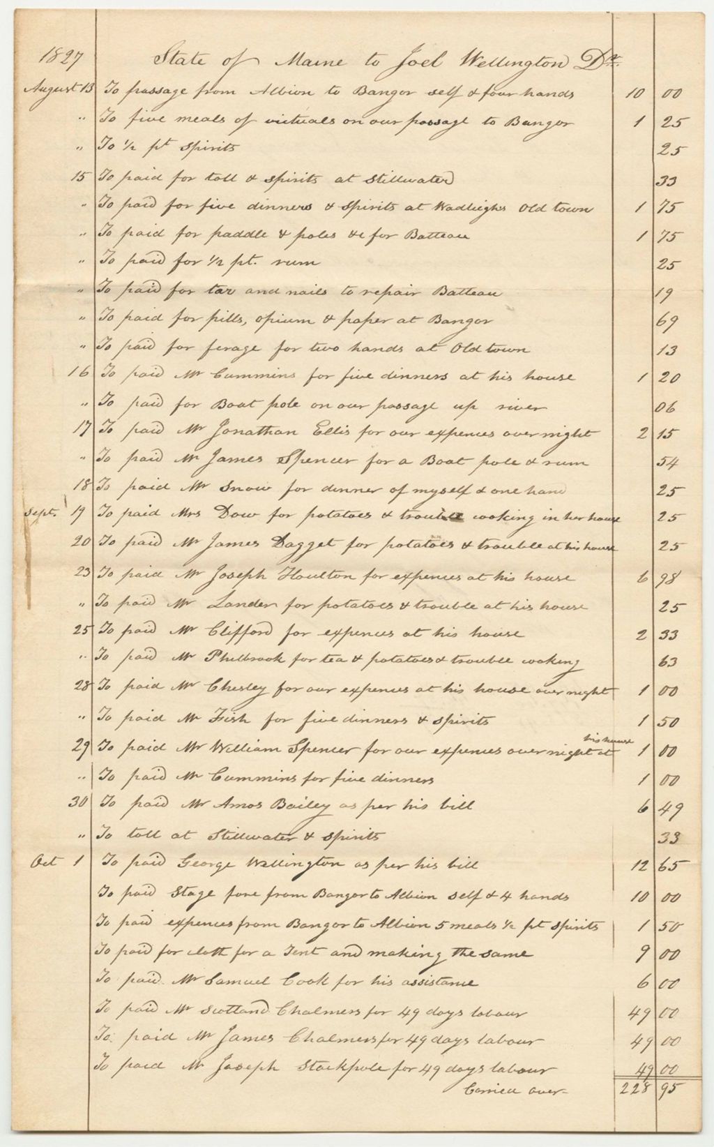 Miniature of Account of Joel Wellington, Agent for the Mattanawcook to Houlton Road