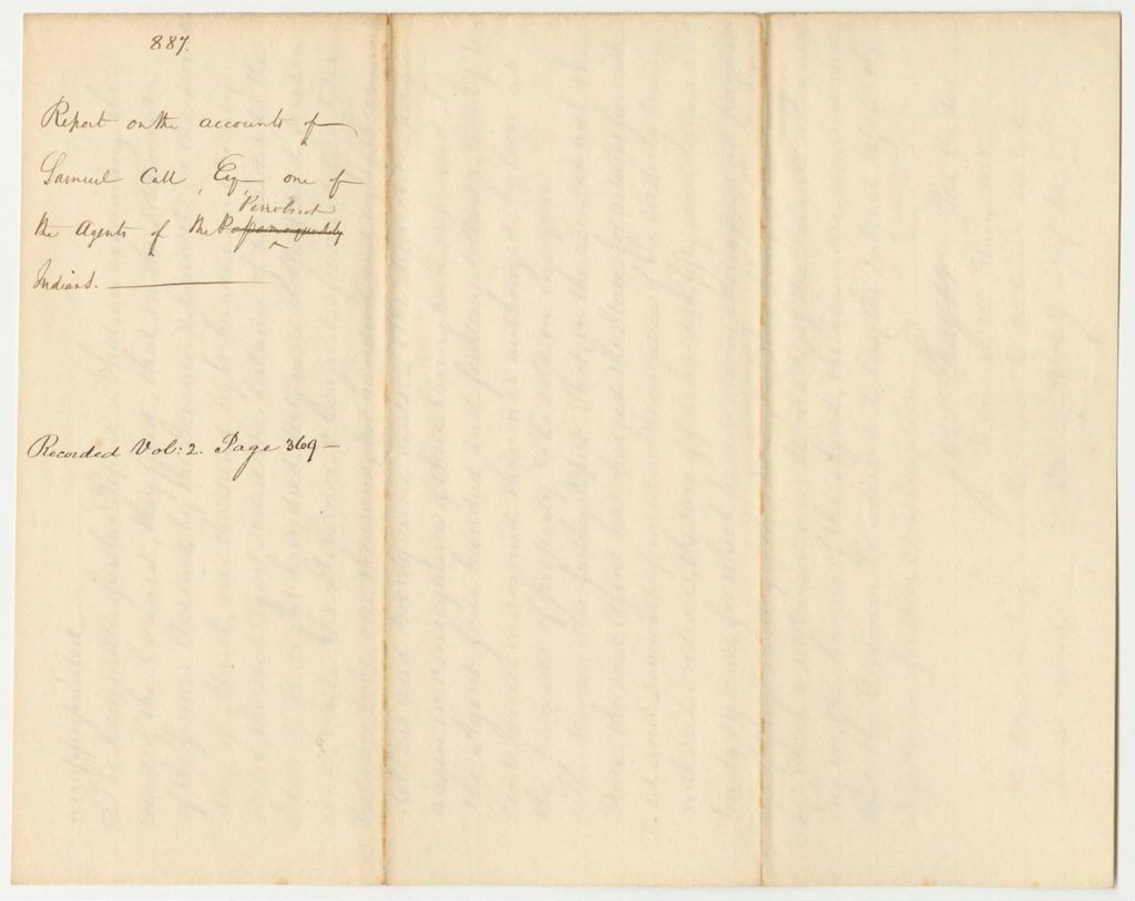 Miniature of Report 887: Report on the Accounts of Samuel Call, Esq., One of the Agents of the Penobscot Indians