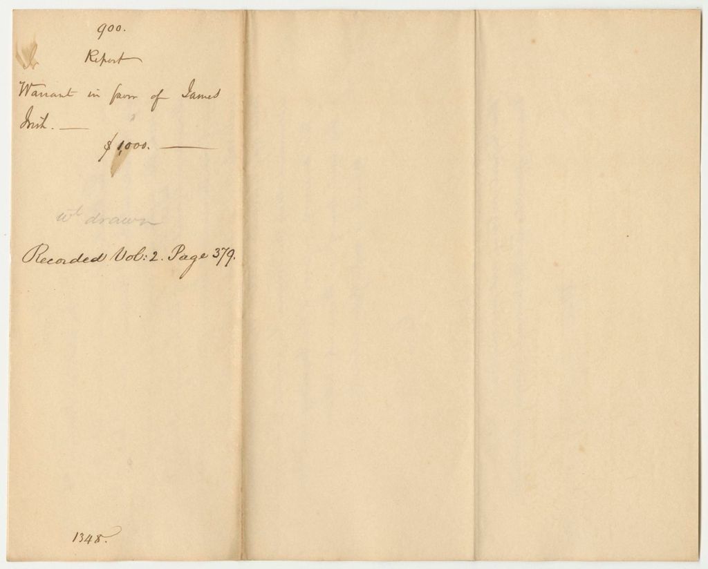 Miniature of Report 900: Report on the Warrant in Favor of James Irish, Land Agent