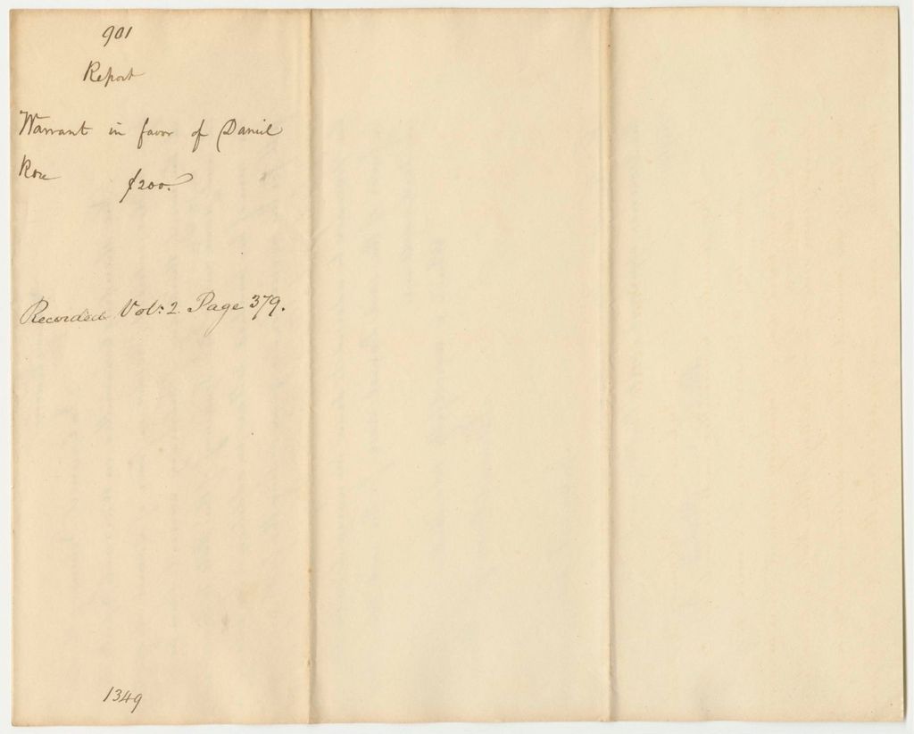 Miniature of Report 901: Report on the Warrant in Favor of Daniel Rose