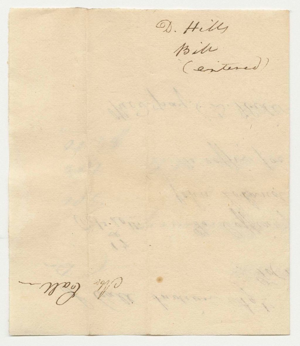 Miniature of D. Hill's Bill to Samuel Call, Esq. for Coffins