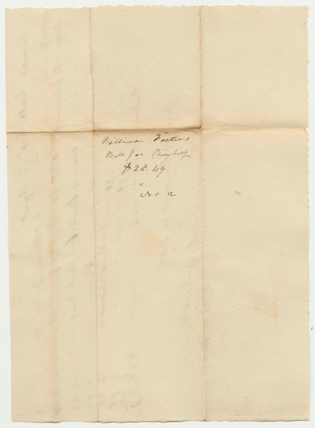 Miniature of William Foster's Bill for Ploughing Land for Captain Francis