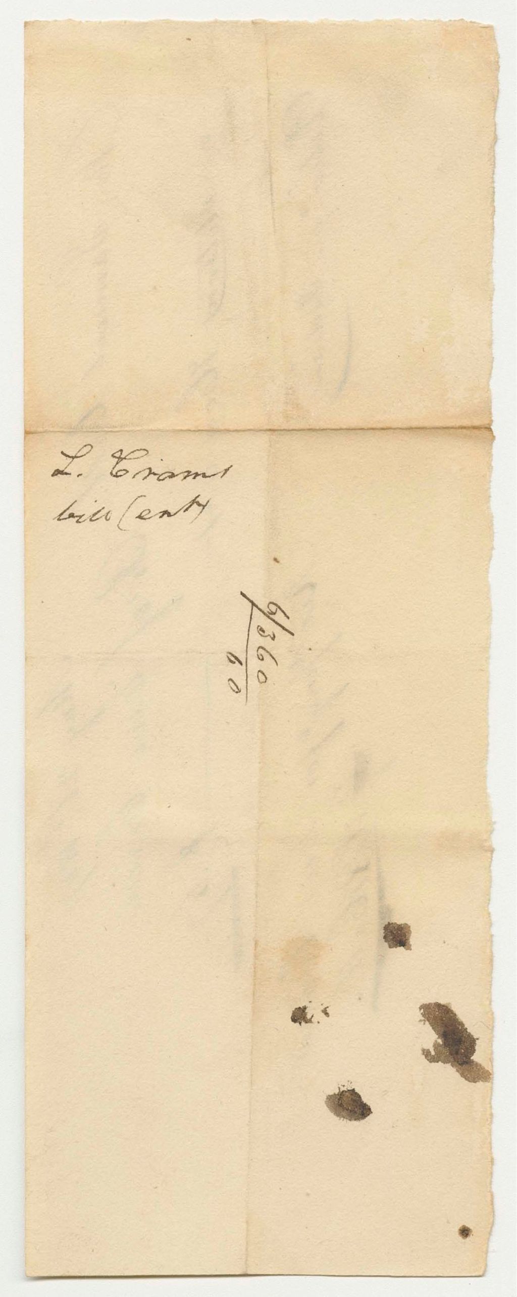 Miniature of Levi Craw's Bill to Samuel Call, Esq.