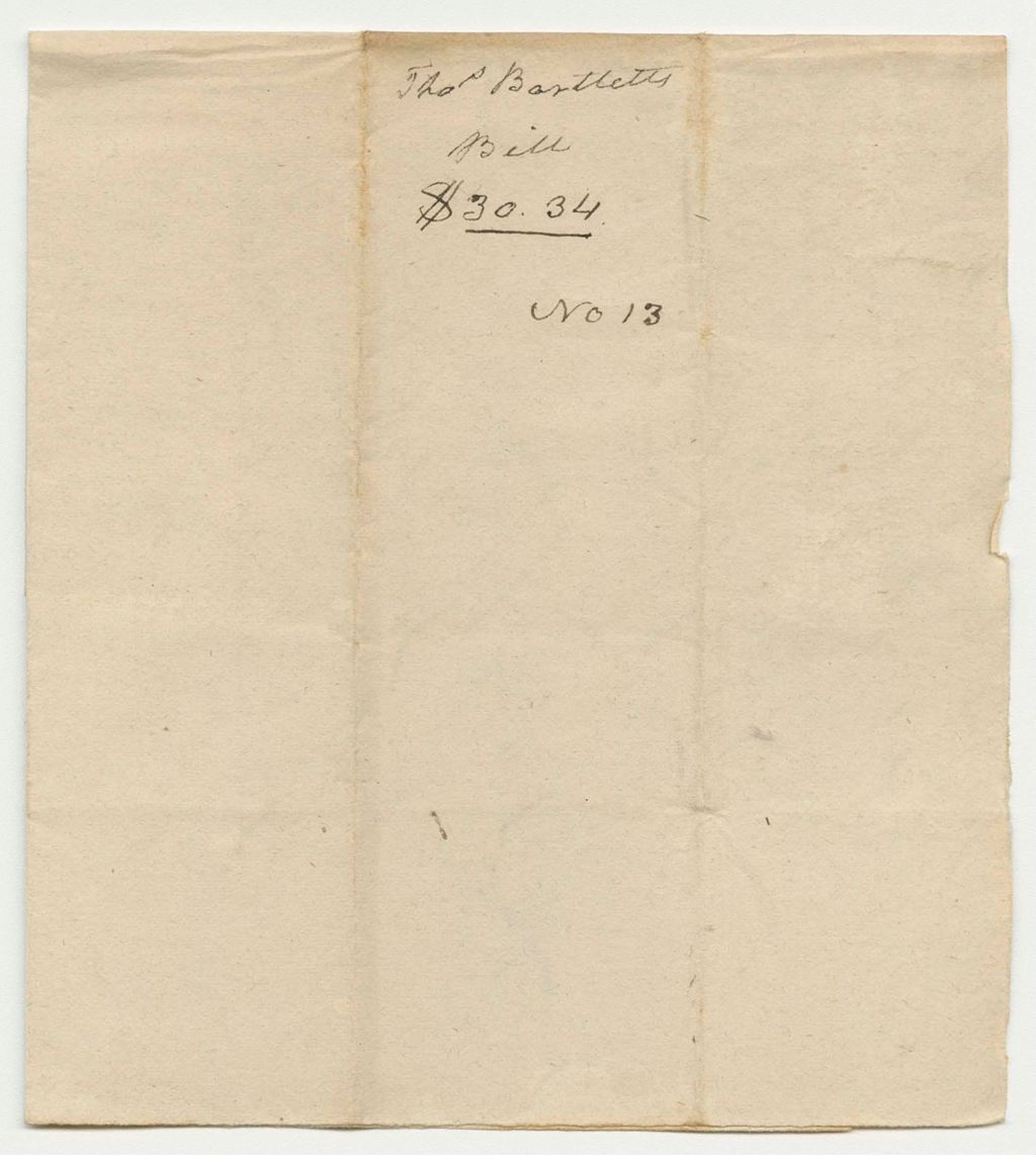 Miniature of Thomas Bartlett's Bill to Samuel Call, Esq., for Taking Census of Penobscot Indians and Dividing Their Goods