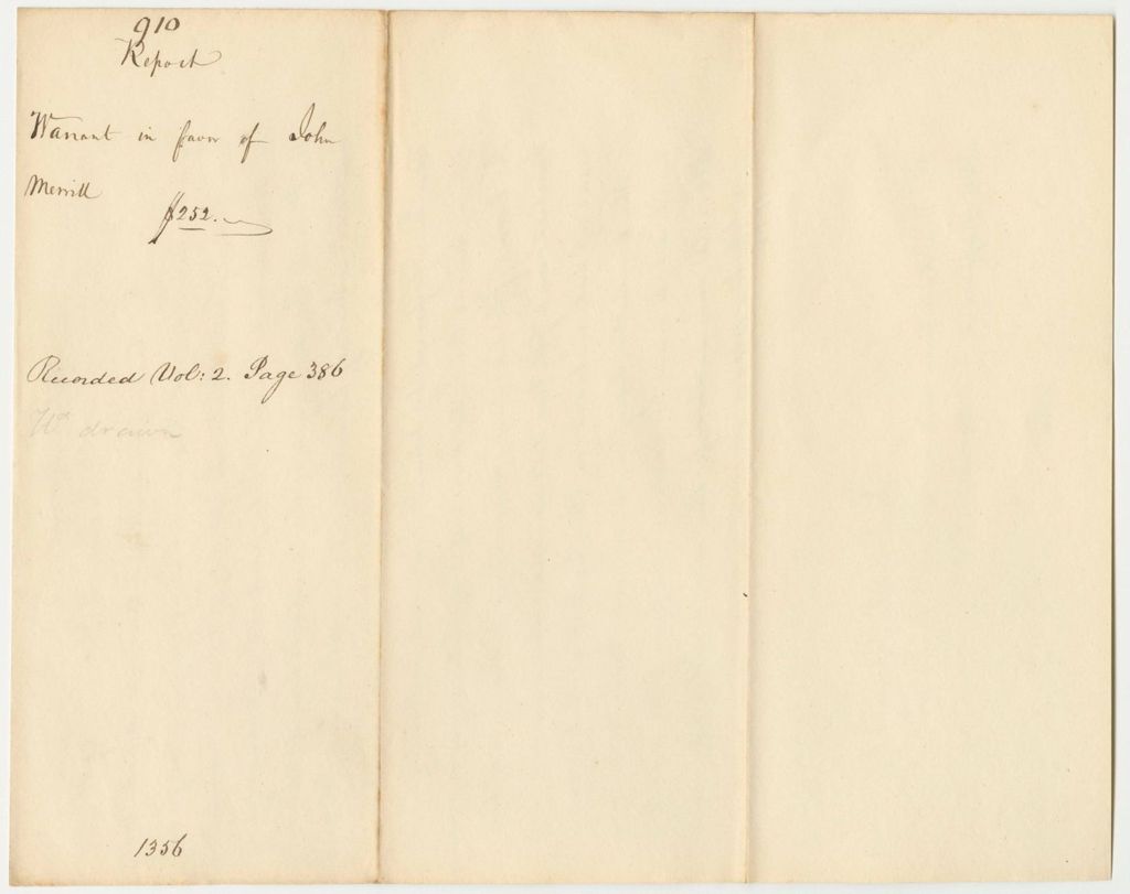 Miniature of Report 910: Report on the Warrant in Favor of John Merrill, Messenger of the Senate