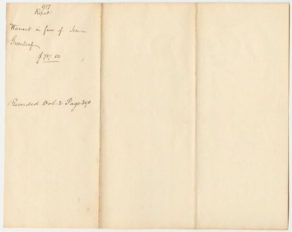 Miniature of Report 917: Report on the Warrant in Favor of Simon Greenleaf for the Purchase and Distribution of Green;eaf's Reports