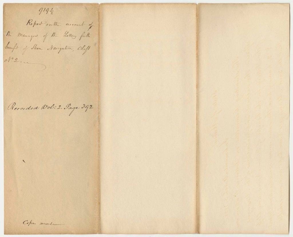 Miniature of Report 919.5: Report on the Account of the Managers of the Lottery for the Benefit of Steam Navigation, Class No. 2