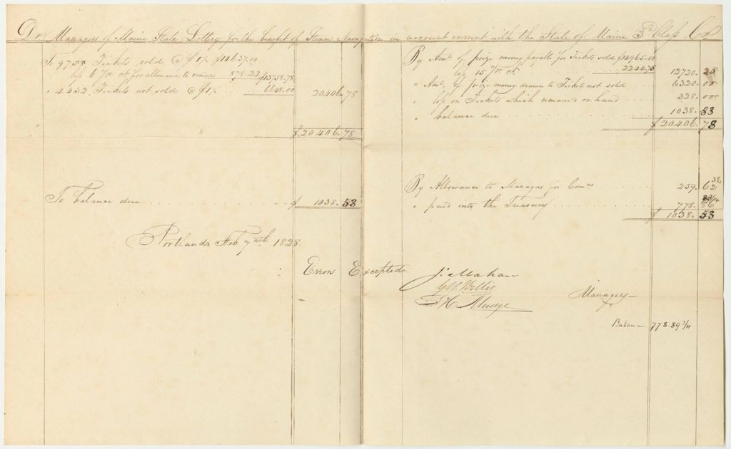 Miniature of Account of the Managers of the Lottery for the Benefit of Steam Navigation, Class No. 3