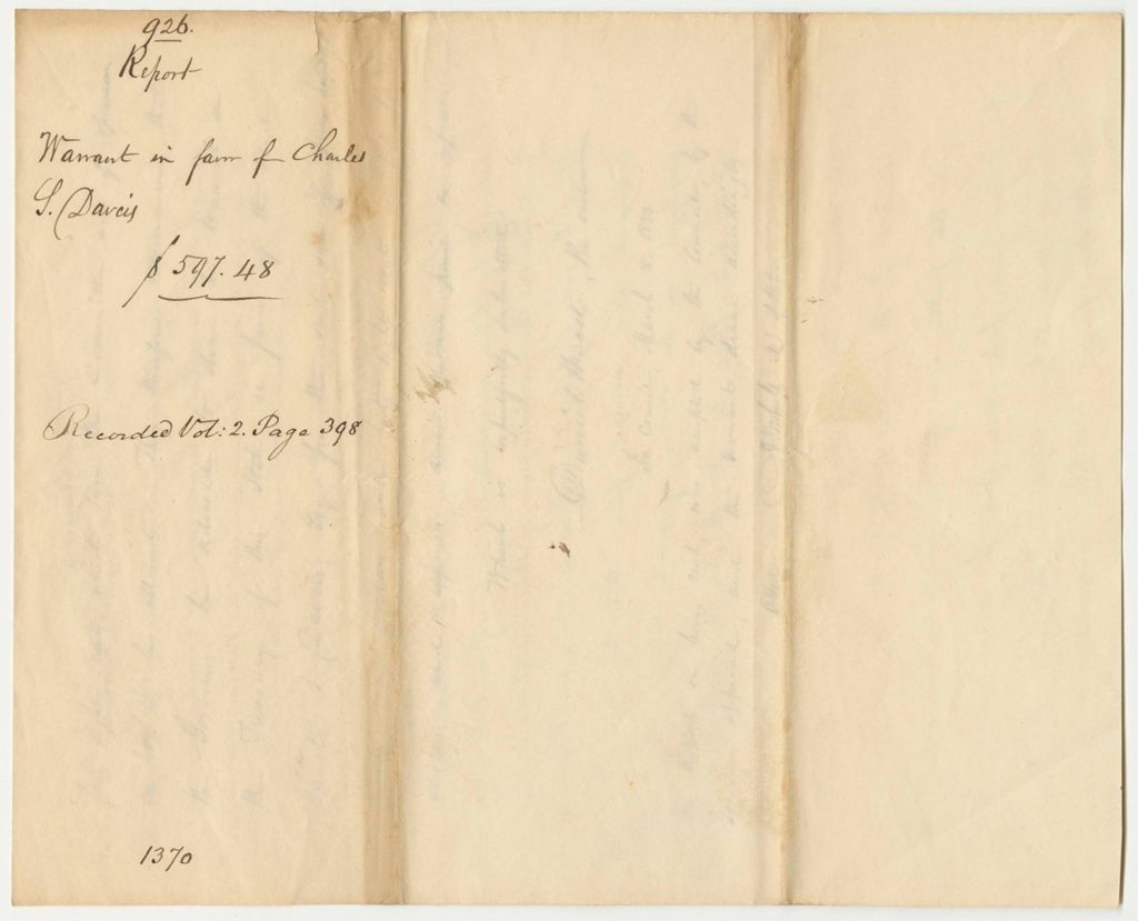 Miniature of Report 926: Report on the Warrant in Favor of Charles S. Davies, for Obtaining Evidence of Aggressions by New Brunswick Against Maine