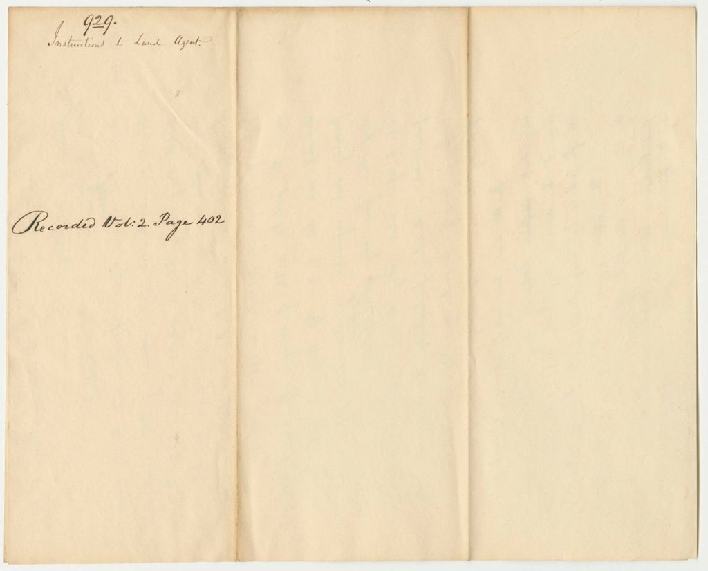 Miniature of Report 929: Instructions to Land Agent