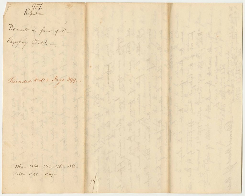 Miniature of Report 927: Report on the Warrants in Favor of Engrossing Clerks