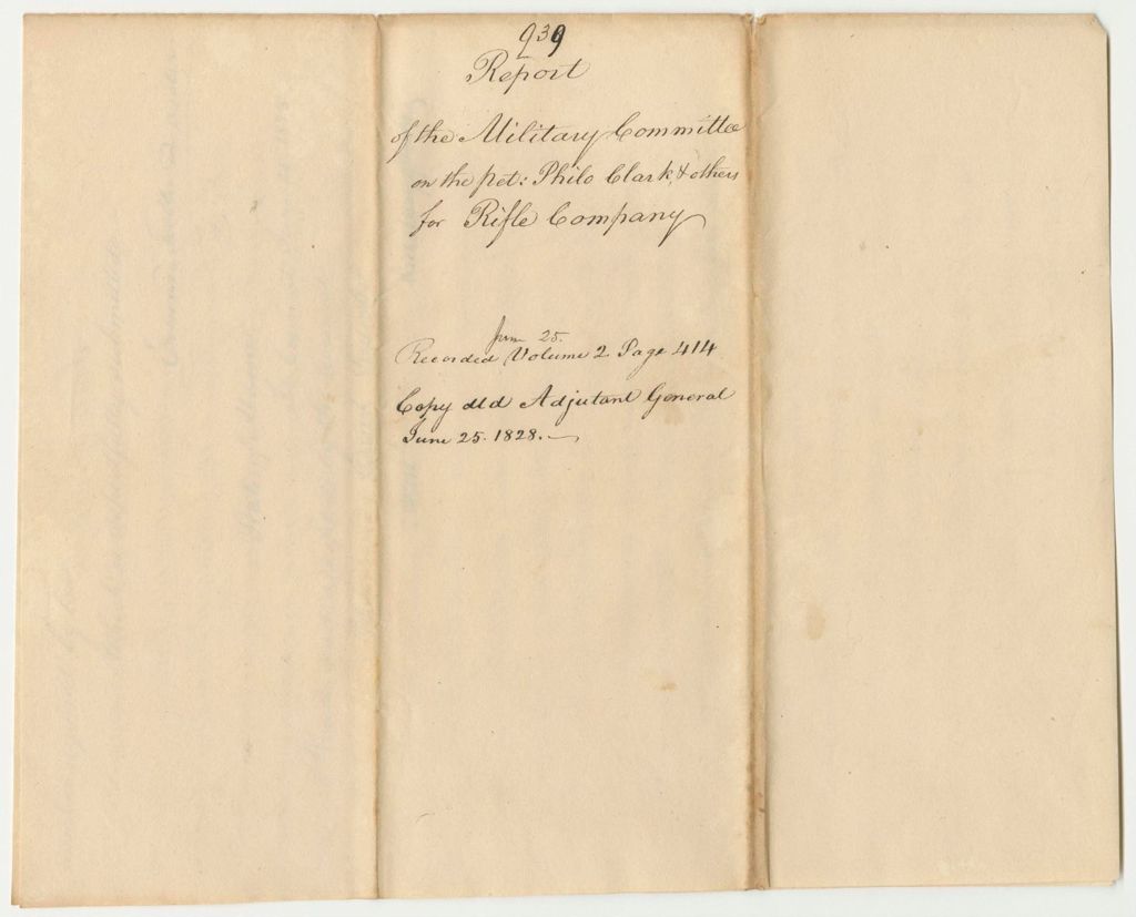 Miniature of Report 939: Report on the Petition of Philo Clark and Others for a Rifle Company