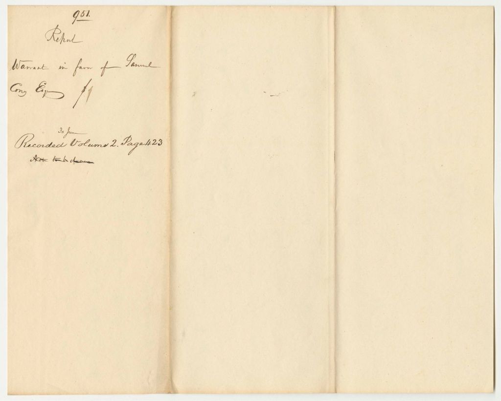 Miniature of Report 951: Report on the Warrant in Favor of Smauel Cony, Esq., for Two Carriages and Apparatus for the Artillery