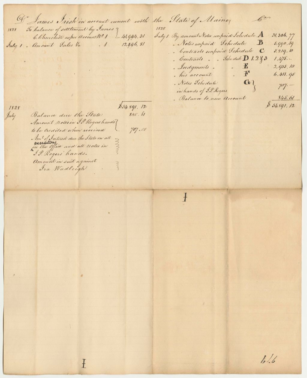 Miniature of Account of James Irish, Land Agent